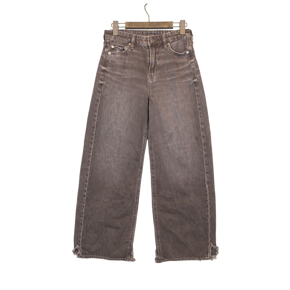 American Eagle Super High Rise Baggy Wide Leg Ankle Jeans Womens 0 Black